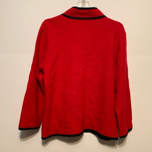 Calvin Klein Women’s Cardigan Sweater Wool Blend Large Red/Black - Picture 5 of 13